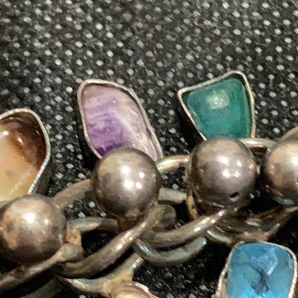 Unique vintage sterling silver and gem bracelet - Picture 15 of 16
